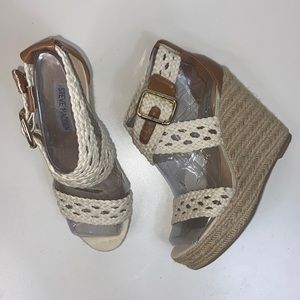 Steve Madden l River Beige Espadrille Wedges SZ 8